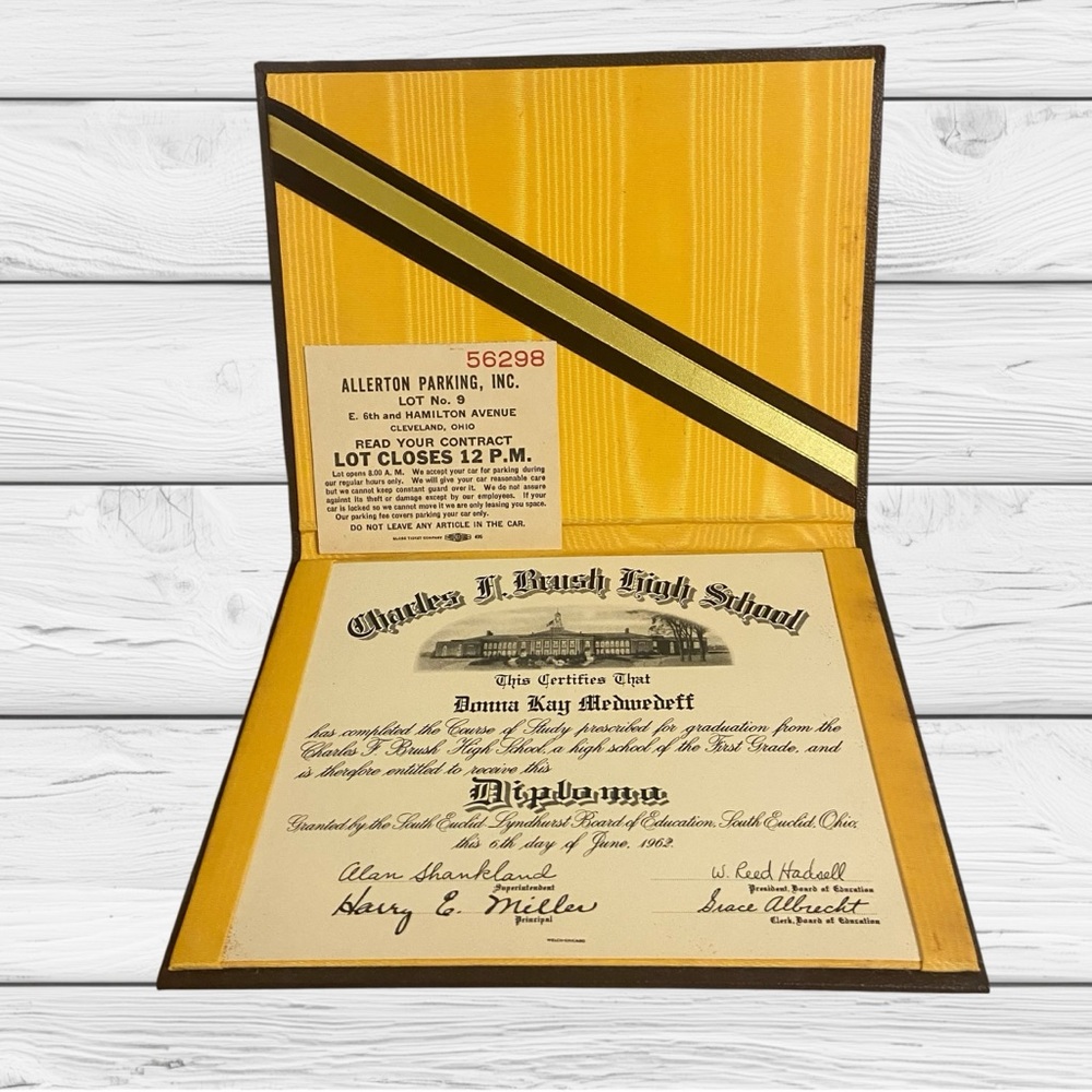 Charles F Brush High School Diploma Of Graduation 1962 South Euclid Ohio